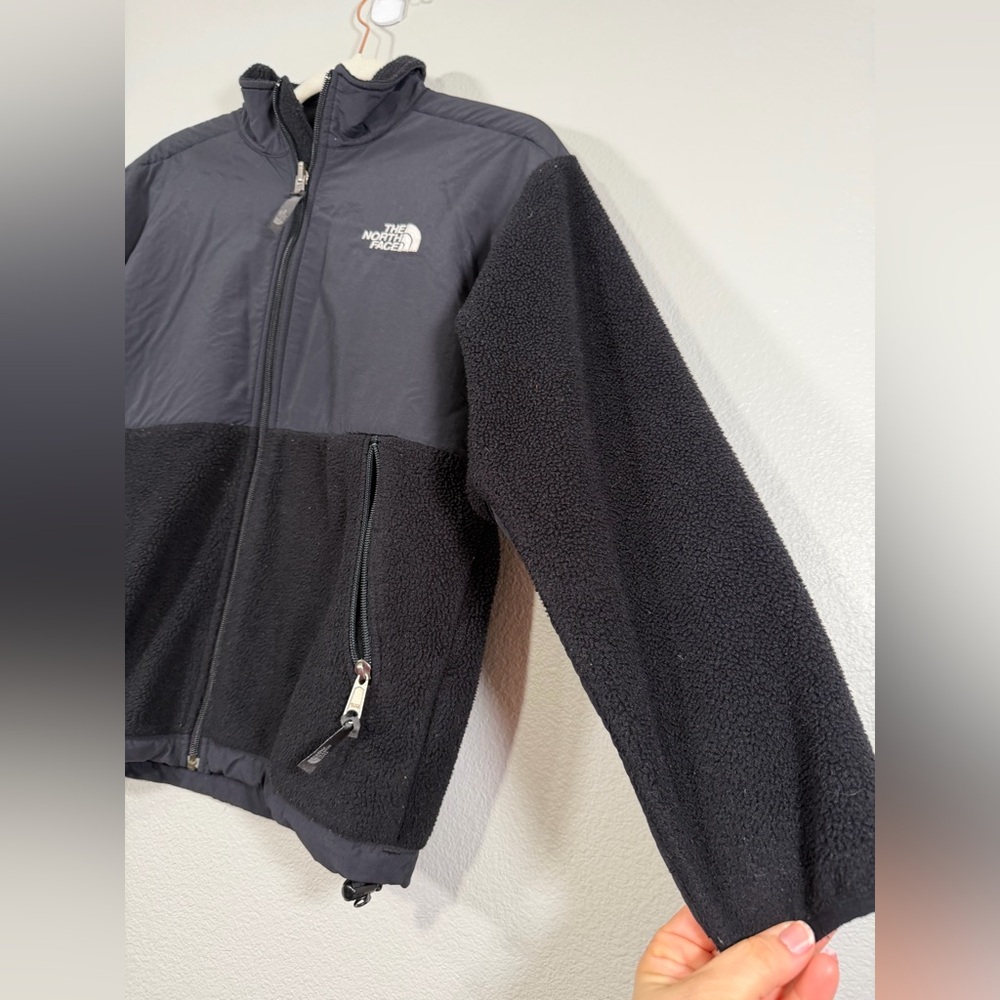 The North Face Jacket Zip Up Black Fleece Coat Weather Resistant Youth Girl L - Picture 3 of 9